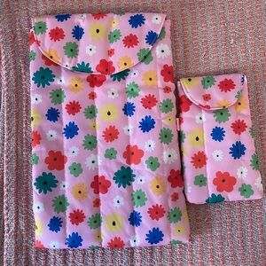 Puffy floral iPad and phone sleeve